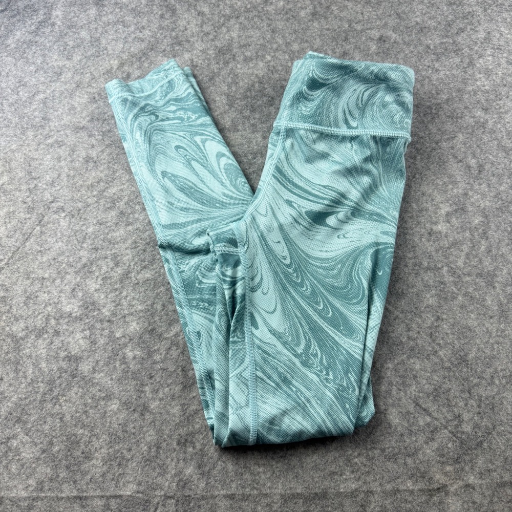 Athleta Girl High Rise Printed Chit Chat Tight Teal Marble Swirl Leggings M 8-10